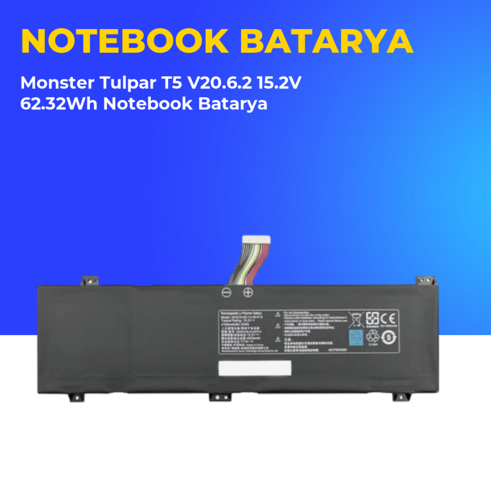 Monster Tulpar T5 V20.6.2 15.2V 62.32Wh Notebook Batarya
