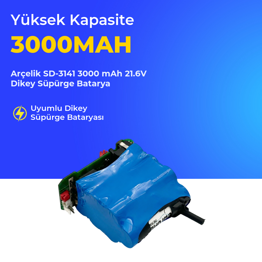 Arçelik SD-3141 3000 mAh 21.6V Dikey Süpürge Batarya