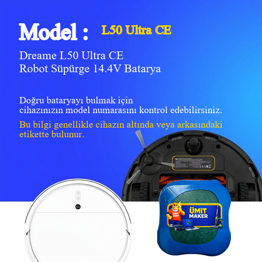 Dreame L50 Ultra CE Robot Süpürge 5200 mAh Batarya