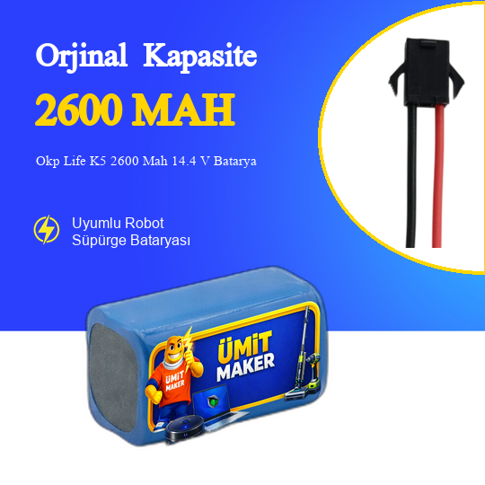 Okp Life K5 2600 Mah 14.4 V Batarya – Orjinal Uyumlu Uzun Ömürlü, Yüksek Performans Pil