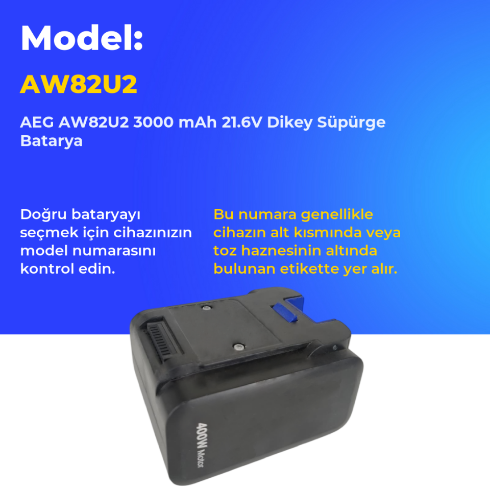 AEG AW82U2 3000 mAh 21.6V Dikey Süpürge Batarya