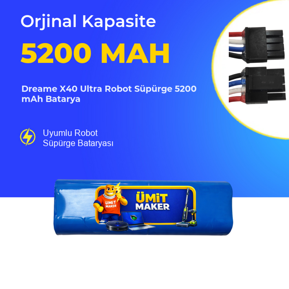 Dreame X40 Ultra Robot Süpürge 5200 mAh Batarya