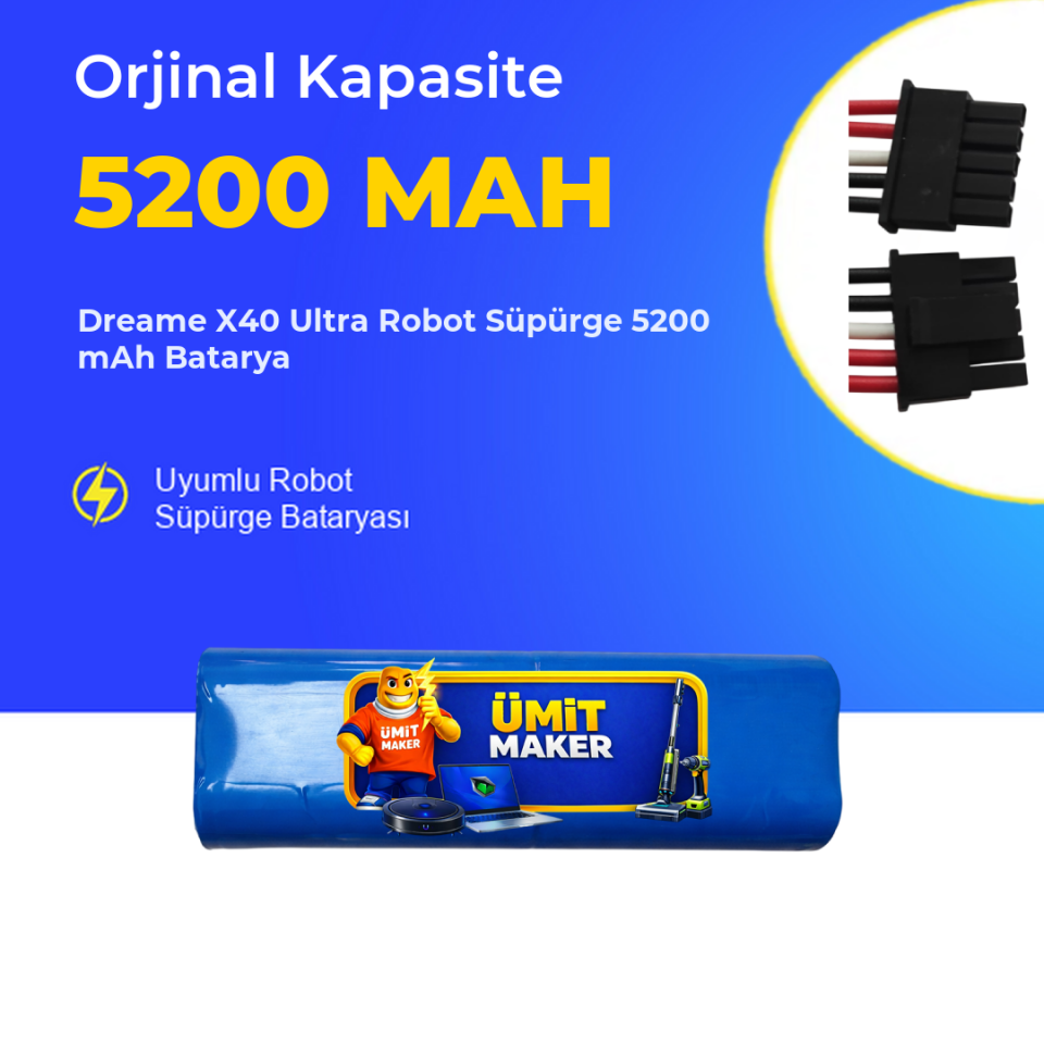 Dreame X40 Ultra Robot Süpürge 5200 mAh Batarya