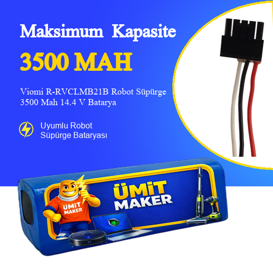 Viomi R-RVCLMB21B Robot Süpürge 3500 Mah 14.4 V – Orjinal Uyumlu Uzun Ömürlü, Yüksek Performans Pil