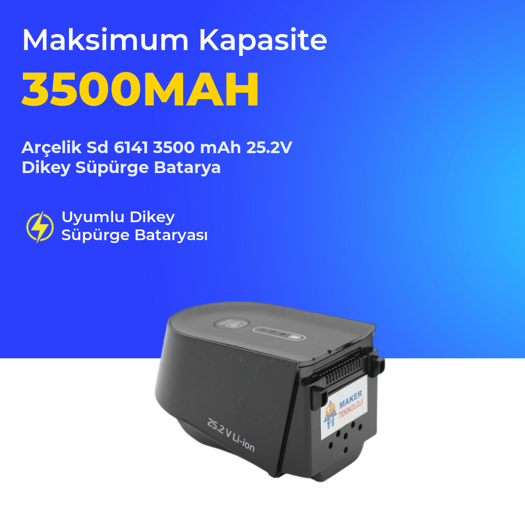 Arçelik Sd 6141 3500 mAh 25.2V Dikey Süpürge Batarya