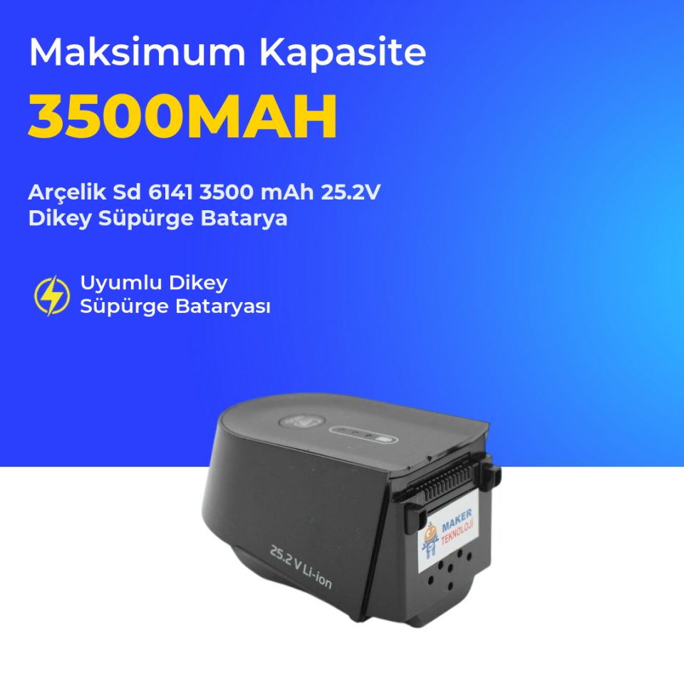 Arçelik Sd 6141 3500 mAh 25.2V Dikey Süpürge Batarya