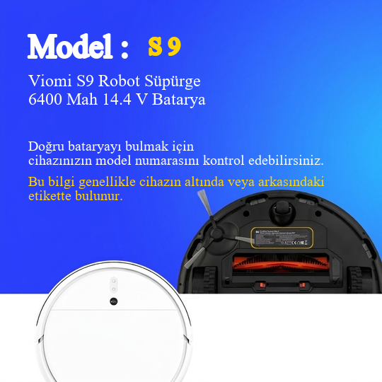Viomi S9 Robot Süpürge 6400 Mah 14.4 V Batarya – Orjinal Uyumlu Uzun Ömürlü, Yüksek Performans Pil