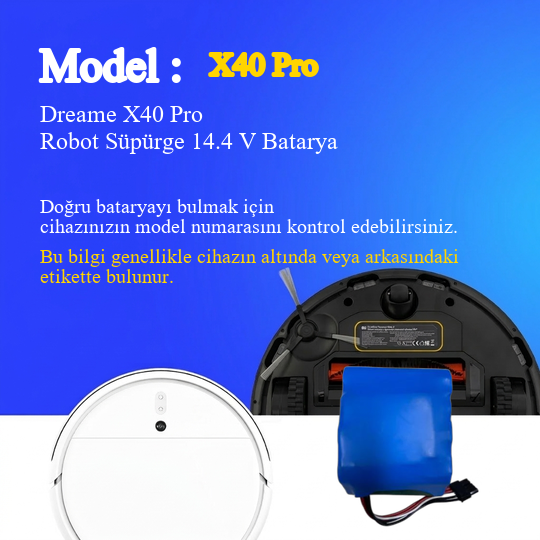 Dreame X40 Pro Robot Süpürge 6400 mAh Batarya