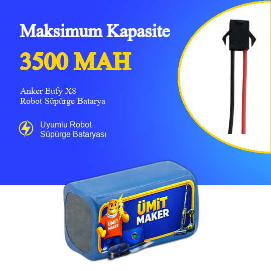 Anker Eufy X8 Robot Süpürge 3500 mAh 14.4 V Batarya – Orjinal Uyumlu Uzun Ömürlü, Yüksek Performans Pil