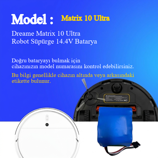 Dreame Matrix 10 Ultra Robot Süpürge 6400 mAh Batarya