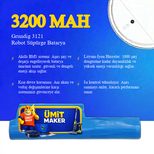 Grundig 3121 Robot Süpürge 3200 Mah Batarya