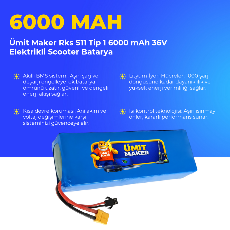 Rks S11 Tip 1 6000 mAh 36V Elektrikli Scooter Batarya