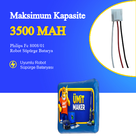 Philips Fc 8008/01 Robot Süpürge 3500 mAh 14.4 V Batarya – Orjinal Uyumlu Uzun Ömürlü, Yüksek Performans Pil