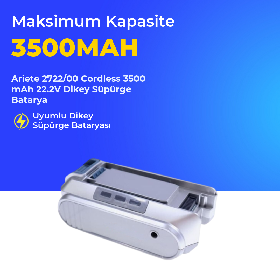 Ariete 2722/00 Cordless 3500 mAh 22.2V Dikey Süpürge Batarya