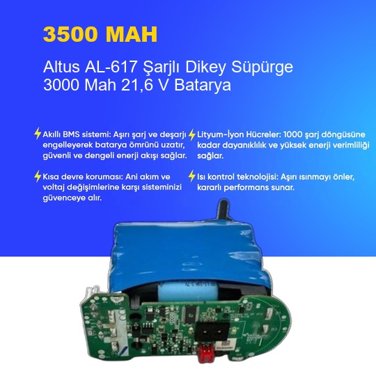 Altus AL-617 Şarjlı Dikey Süpürge 3500 Mah Batarya