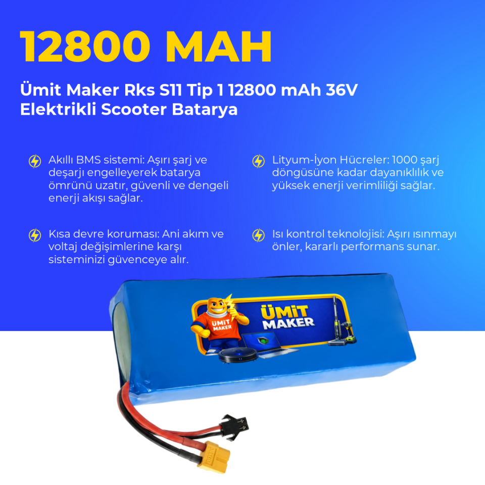 Rks S11 Tip 1 12800 mAh 36V Elektrikli Scooter Batarya