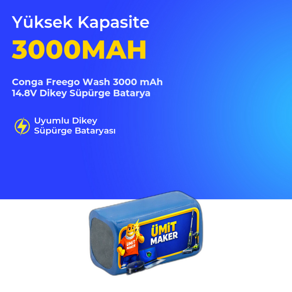 Conga Freego Wash 3000 mAh 14.8V Dikey Süpürge Batarya