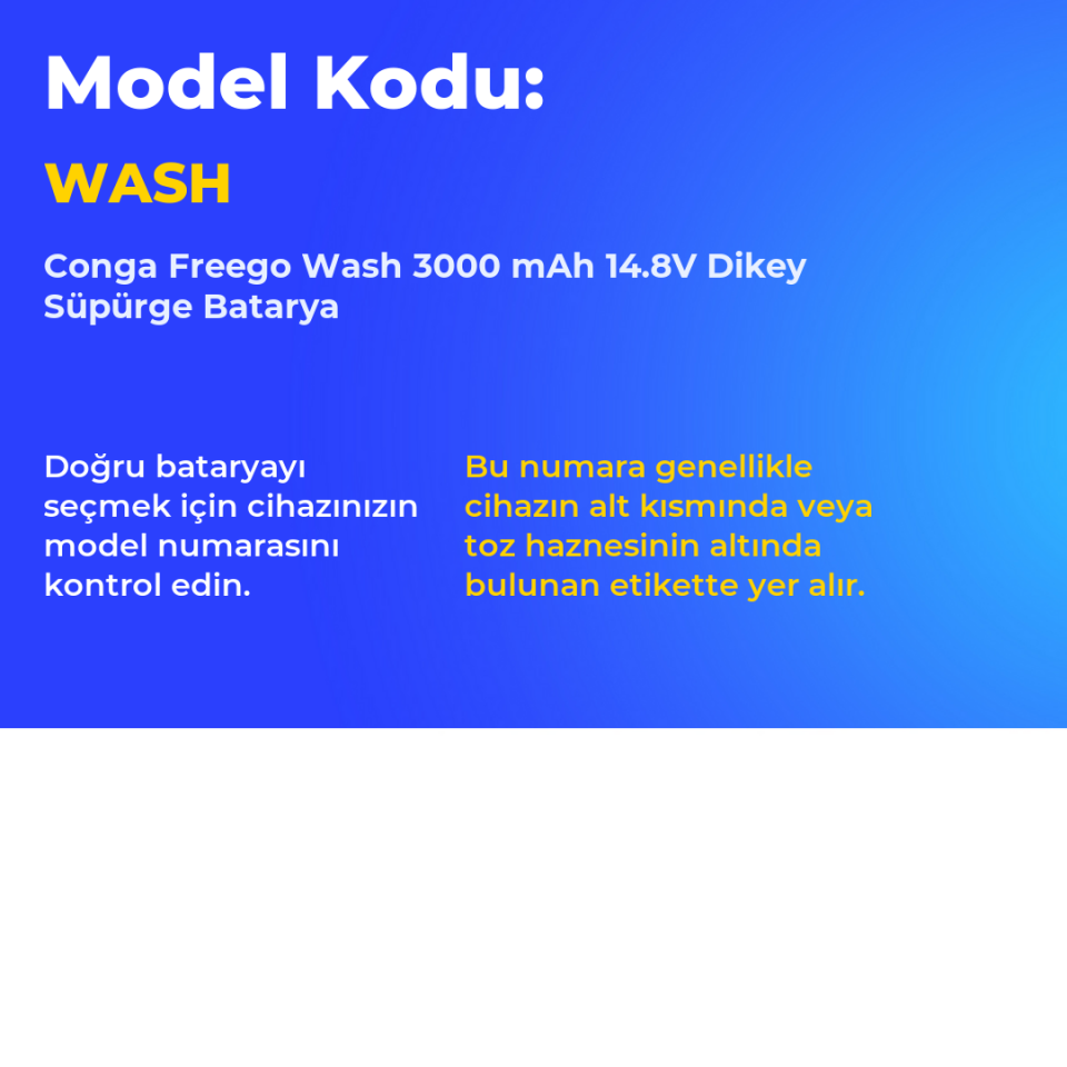 Conga Freego Wash 3000 mAh 14.8V Dikey Süpürge Batarya