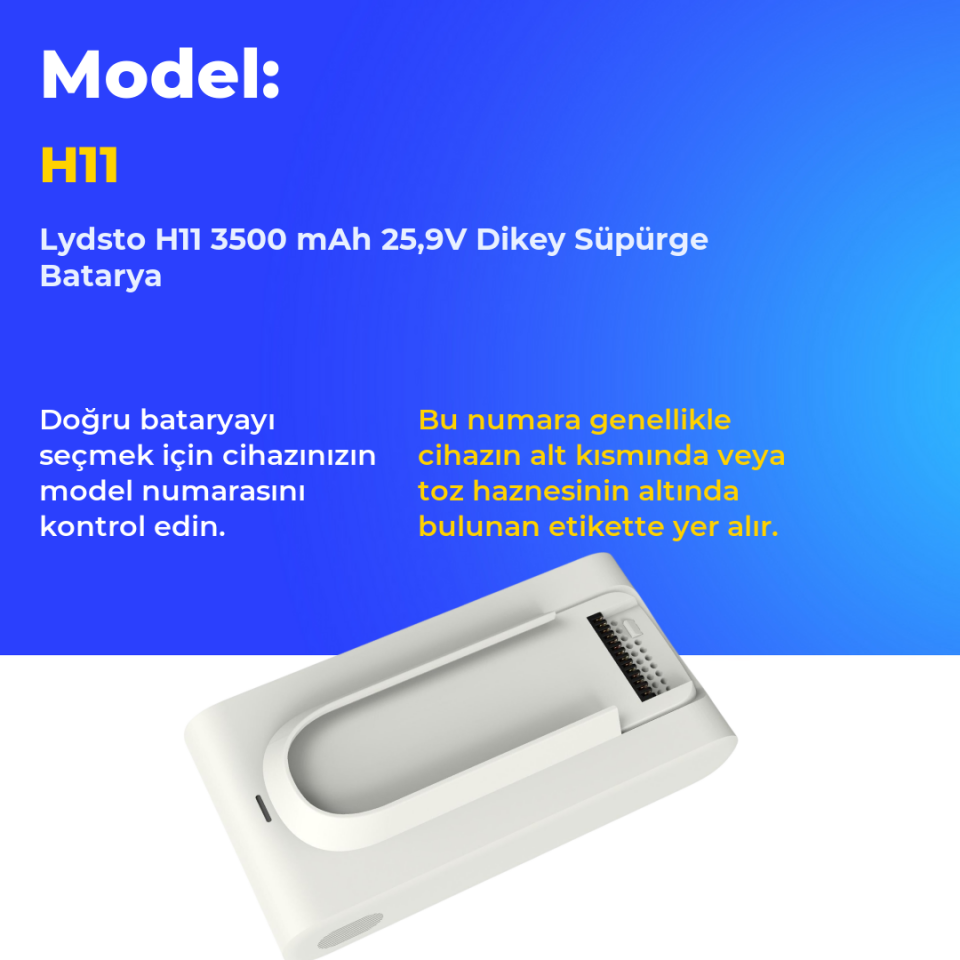 Lydsto H11 3500 mAh 25,9V Dikey Süpürge Batarya