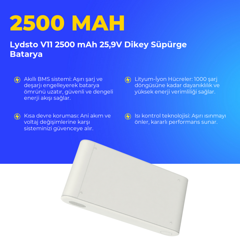 Lydsto V11 2500 mAh 25,9V Dikey Süpürge Batarya