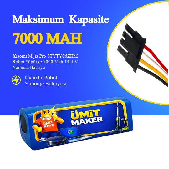 Xiaomi Mijia Pro STYTY06ZHM Robot Süpürge 7000 Mah 14.4 V Yanmaz Batarya – Orjinal Uyumlu Uzun Ömürlü, Yüksek Performans Pil