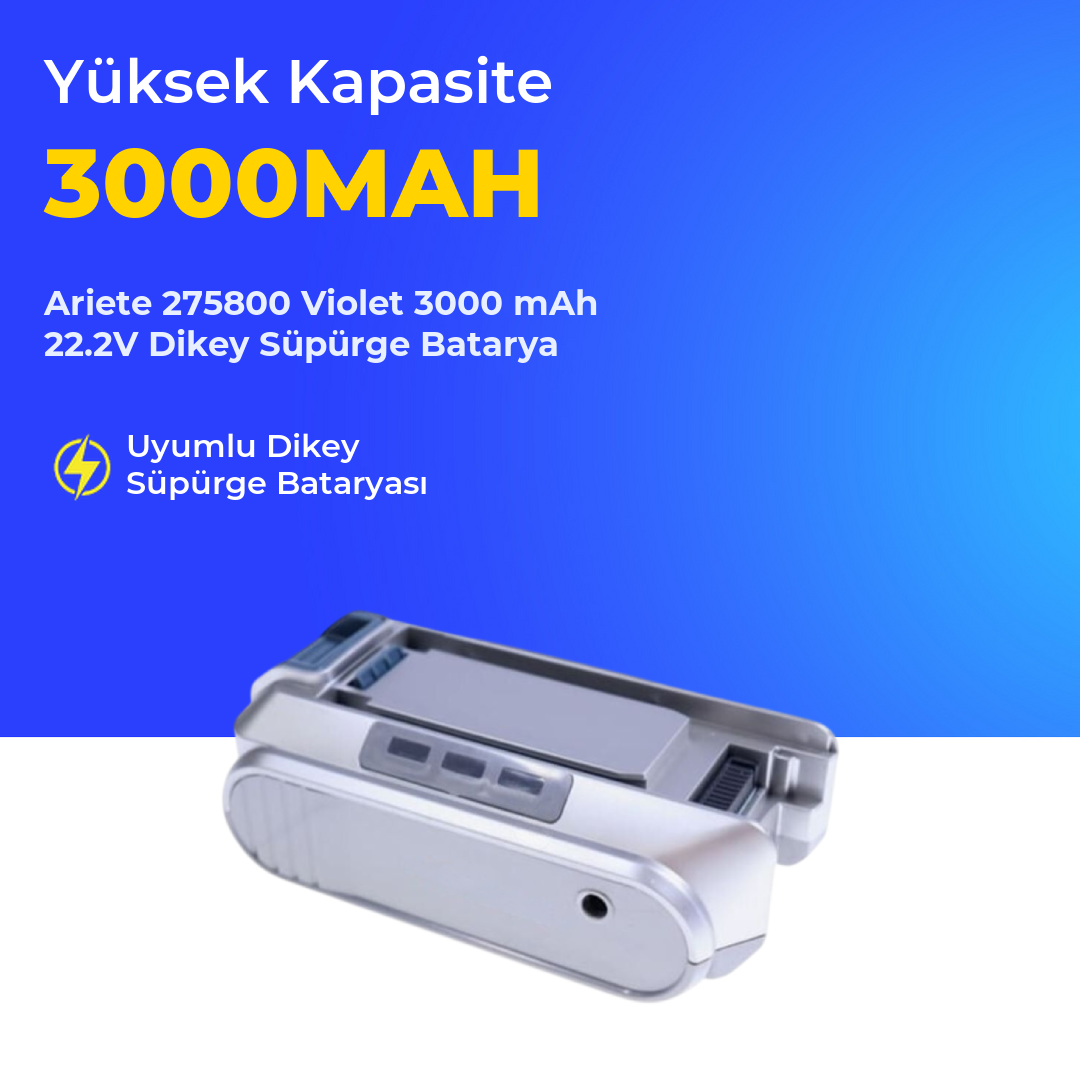 Ariete 275800 Violet 3000 mAh 22.2V Dikey Süpürge Batarya