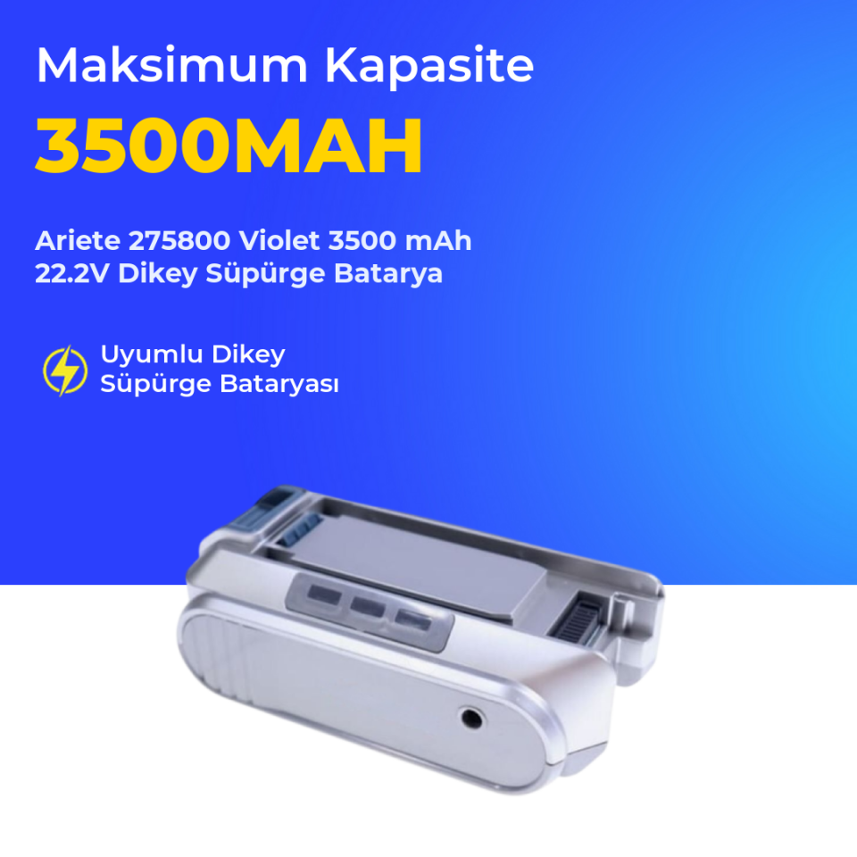 Ariete 275800 Violet 3500 mAh 22.2V Dikey Süpürge Batarya