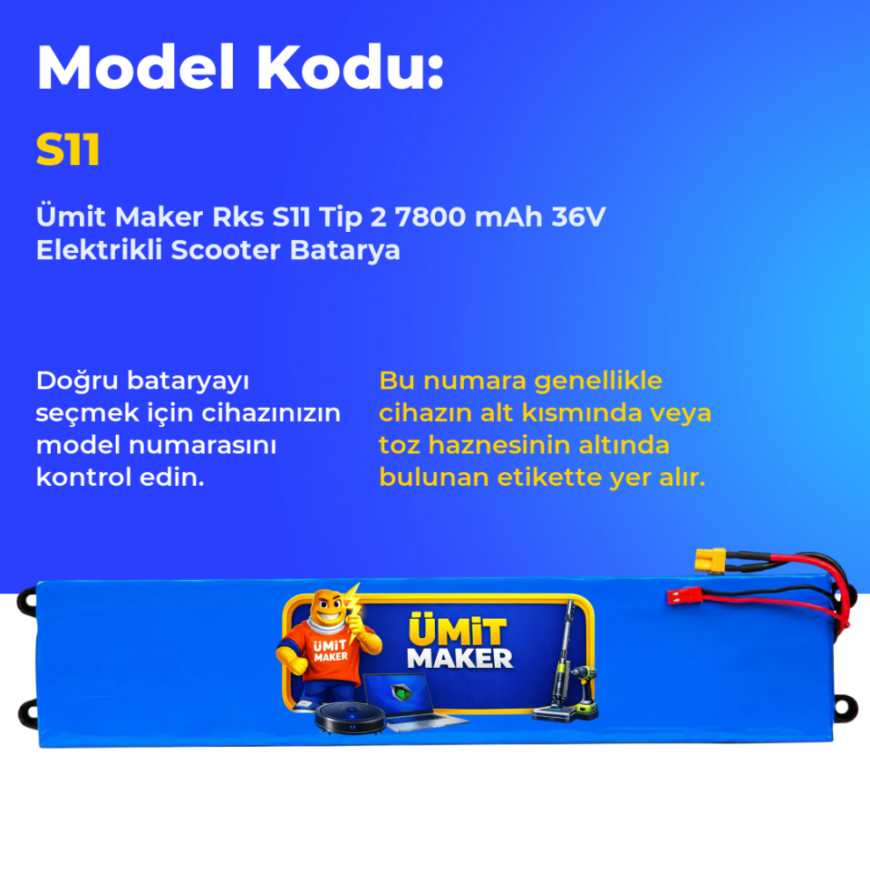 Rks S11 Tip 2 7800 mAh 36V Elektrikli Scooter Batarya