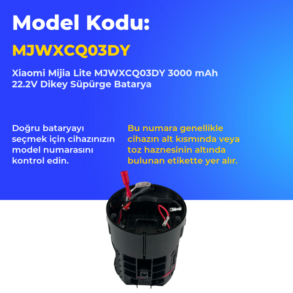 Xiaomi Mijia Lite MJWXCQ03DY 3000 mAh 22.2V Dikey Süpürge Batarya