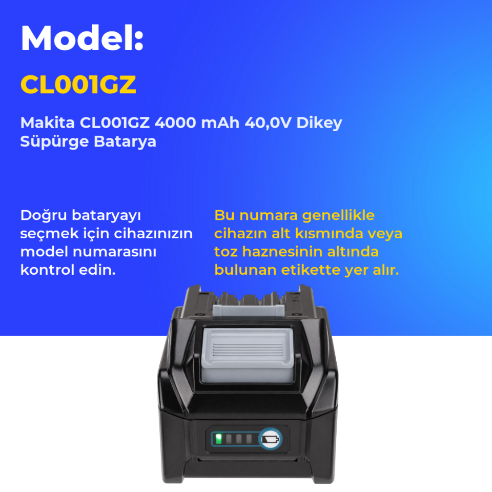 Makita CL001GZ 4000 mAh 40,0V Dikey Süpürge Batarya