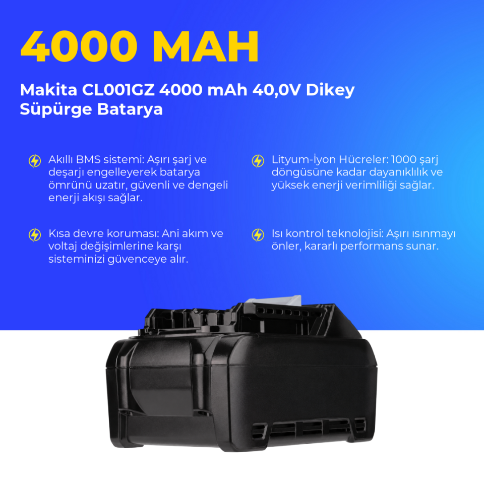 Makita CL001GZ 4000 mAh 40,0V Dikey Süpürge Batarya