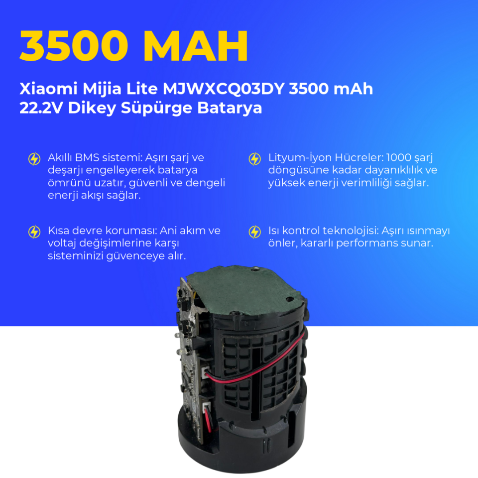 Xiaomi Mijia Lite MJWXCQ03DY 3500 mAh 22.2V Dikey Süpürge Batarya