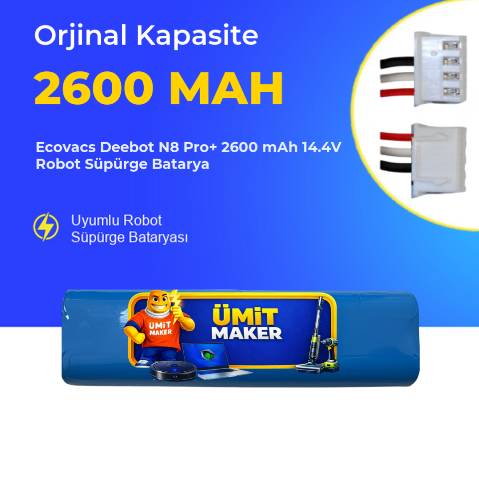 Ecovacs Deebot N8 Pro+ 2600 mAh 14.4V Robot Süpürge Batarya