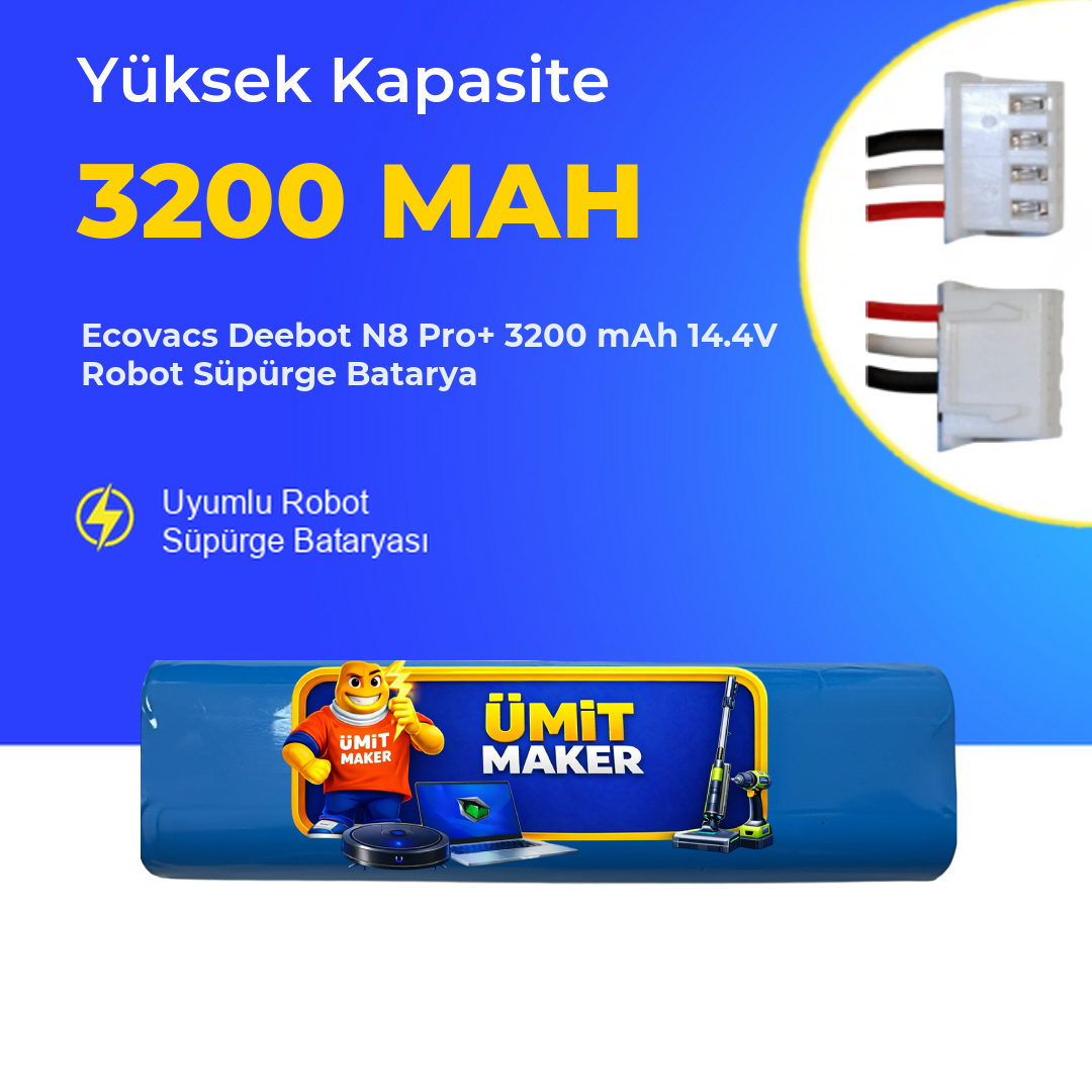 Ecovacs Deebot N8 Pro+ 3200 mAh 14.4V Robot Süpürge Batarya