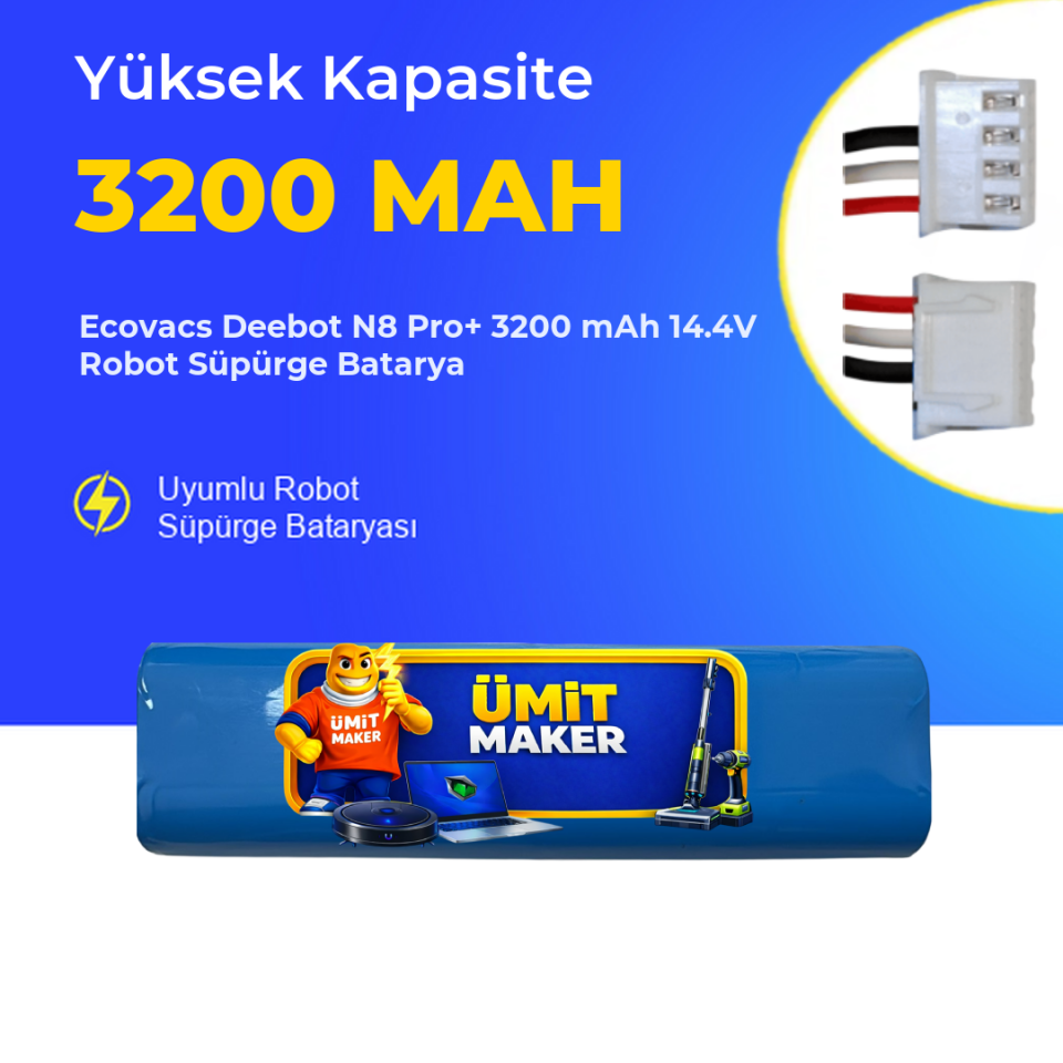 Ecovacs Deebot N8 Pro+ 3200 mAh 14.4V Robot Süpürge Batarya