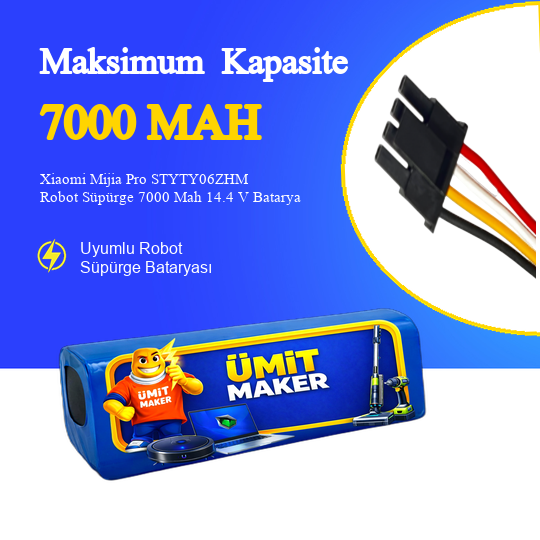 Xiaomi Mijia Pro STYTY06ZHM Robot Süpürge 7000 Mah 14.4 V Batarya – Orjinal Uyumlu Uzun Ömürlü, Yüksek Performans Pil