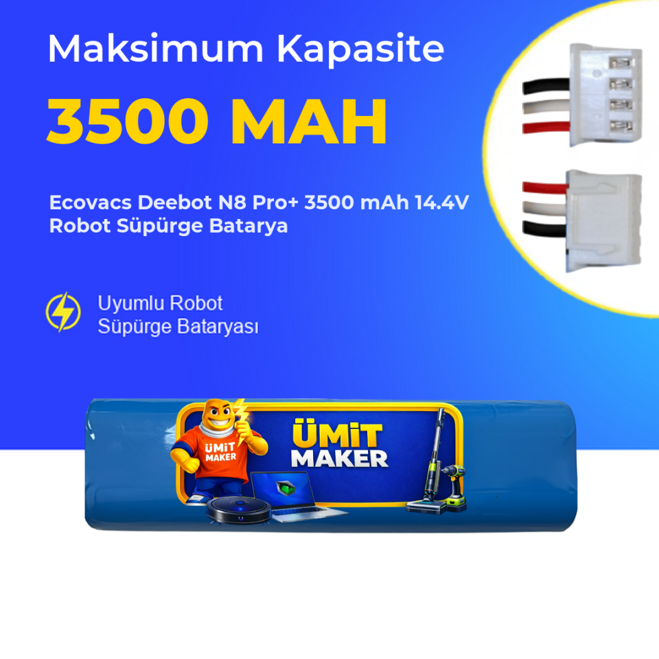 Ecovacs Deebot N8 Pro+ 3500 mAh 14.4V Robot Süpürge Batarya