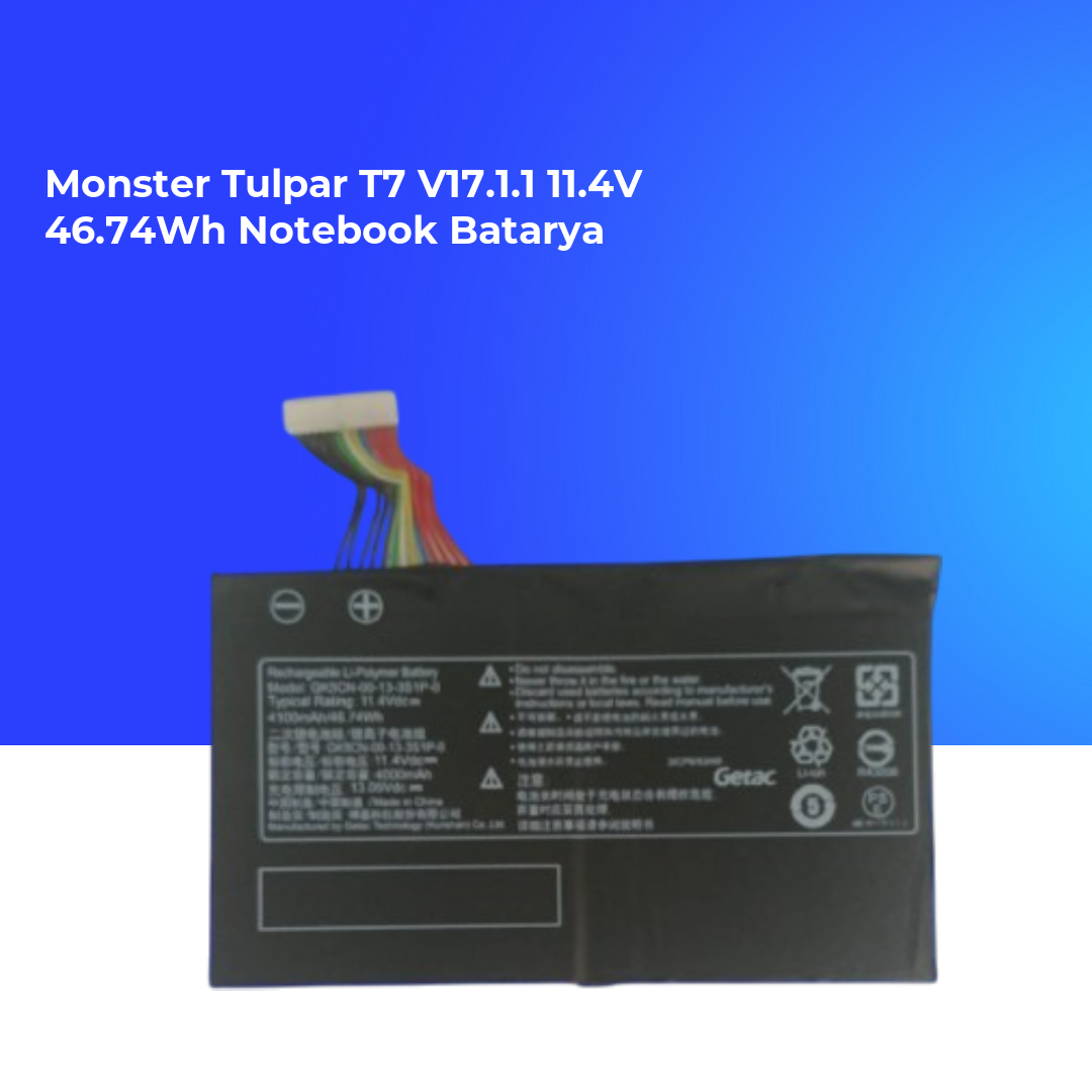 Monster Tulpar T7 V17.1.1 11.4V 46.74Wh Notebook Batarya