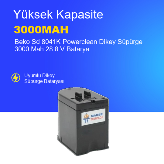 Beko Sd 8041K Powerclean Dikey Süpürge 3000 Mah 28.8 V Batarya – Orjinal Uyumlu Uzun Ömürlü Pil