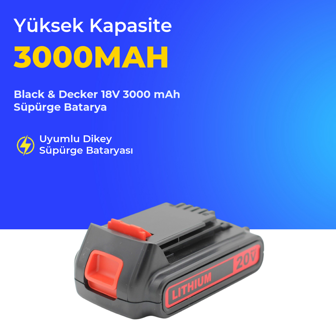 Black & Decker 18V 3AH Süpürge Batarya