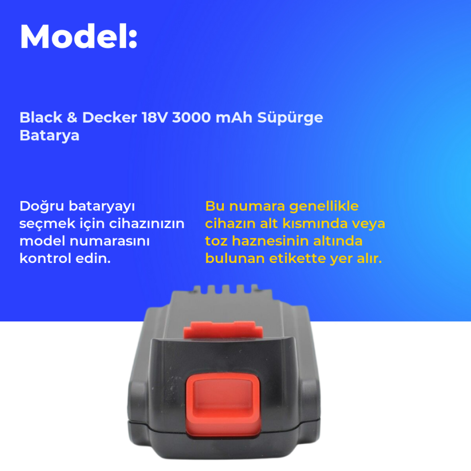 Black & Decker 18V 3AH Süpürge Batarya