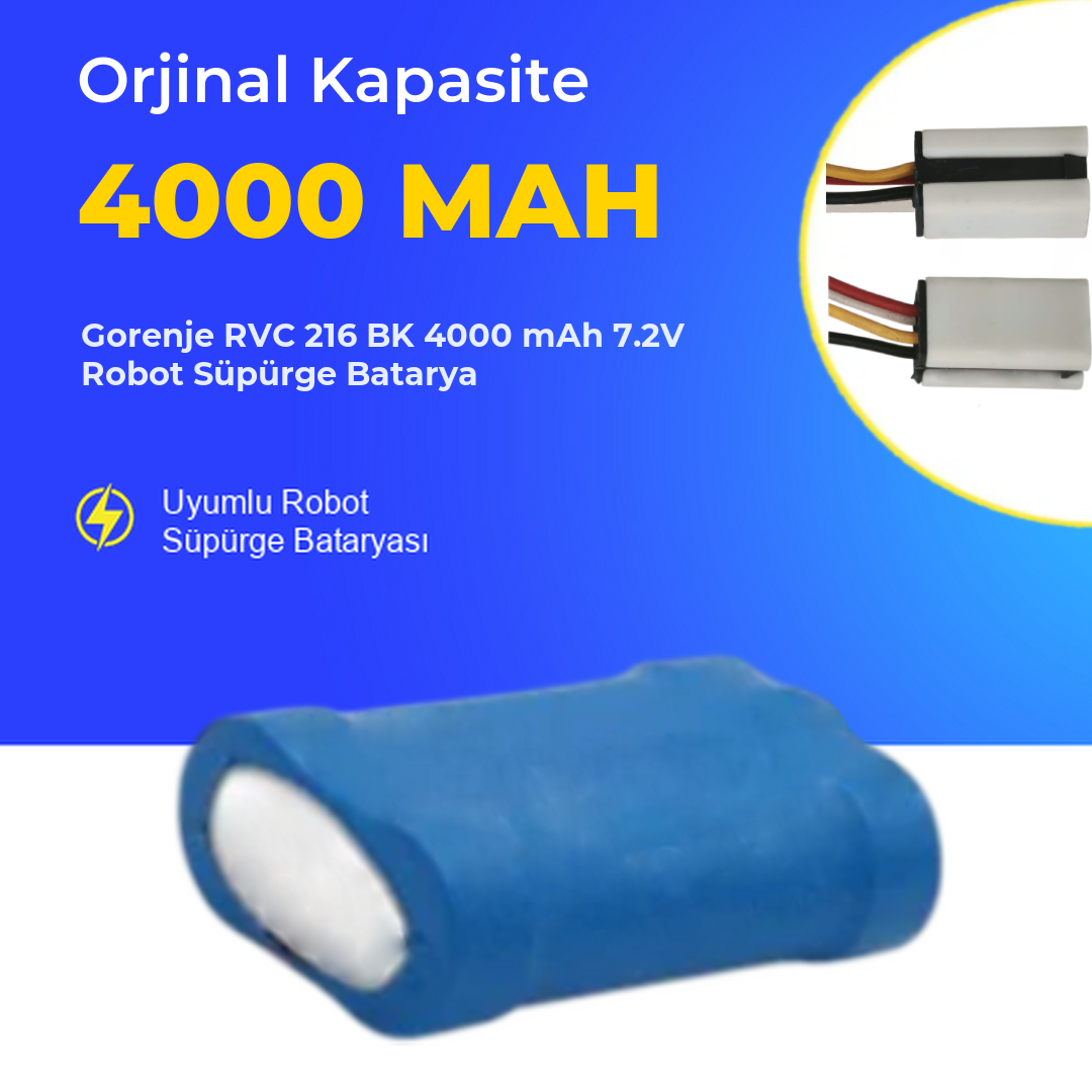 Gorenje RVC 216 BK 4000 mAh 7.2V Robot Süpürge Batarya
