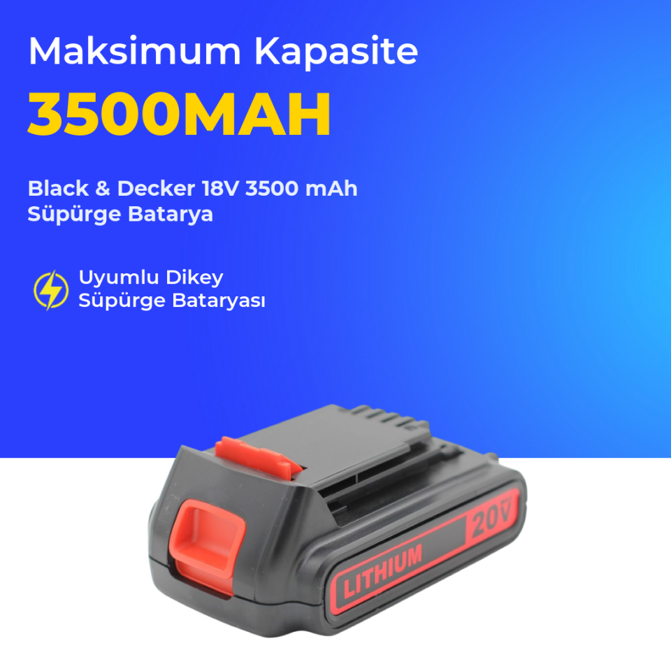 Black & Decker 18V 3.5 AH Süpürge Batarya