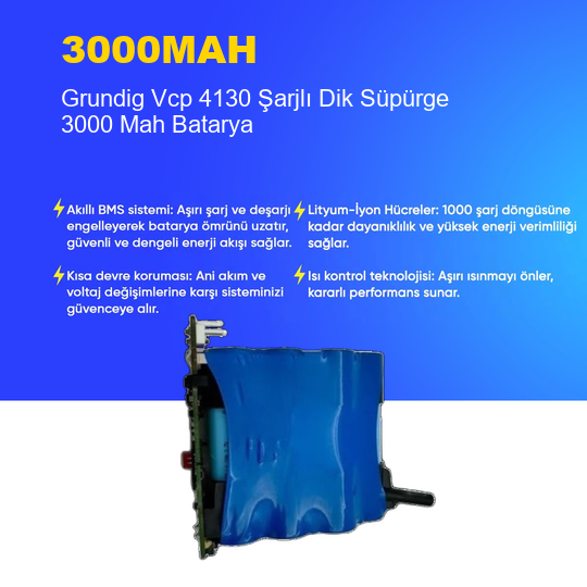 Grundig Vcp 4130 Şarjlı Dik Süpürge 3000 Mah Batarya