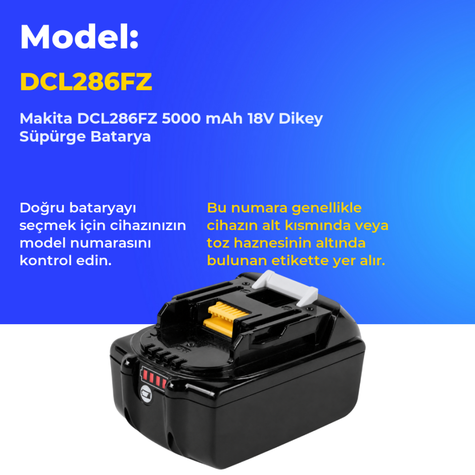 Makita DCL286FZ 5000 mAh 18V Dikey Süpürge Batarya
