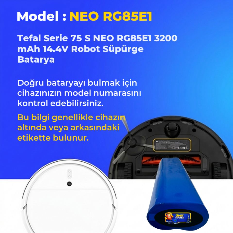 Tefal Serie 75 S NEO RG85E1 3200 mAh 14.4V Robot Süpürge Batarya