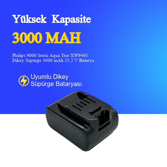Philips 9000 Serisi Aqua Trio XW9465 Dikey Süpürge 3000 mAh 25.2 V Batarya