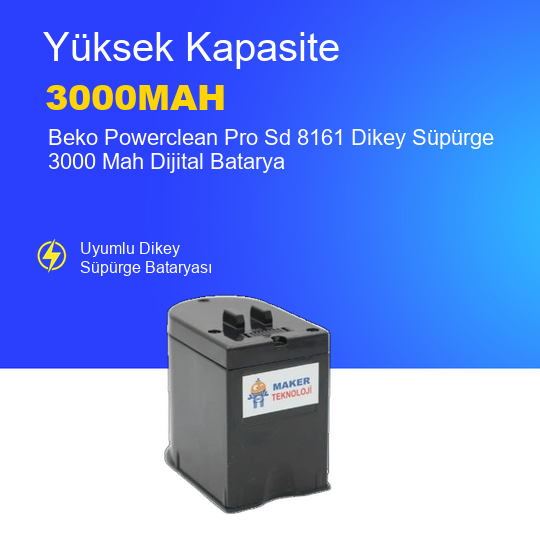 Beko SD-2141 Şarjlı Dikey Süpürge 3000 Mah 25,2 V Batarya – Orjinal Uyumlu Uzun Ömürlü, Yüksek Performans Pil
