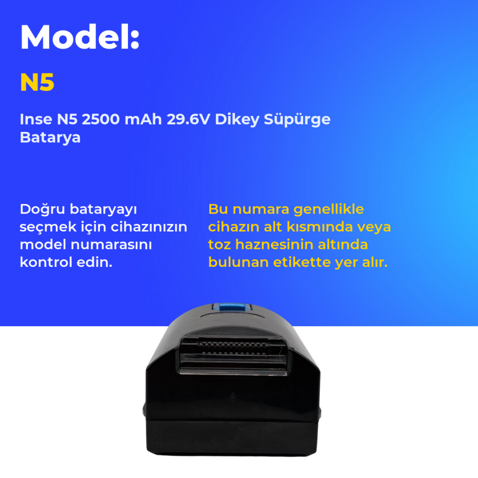 Inse N5 2500 mAh 29.6V Dikey Süpürge Batarya