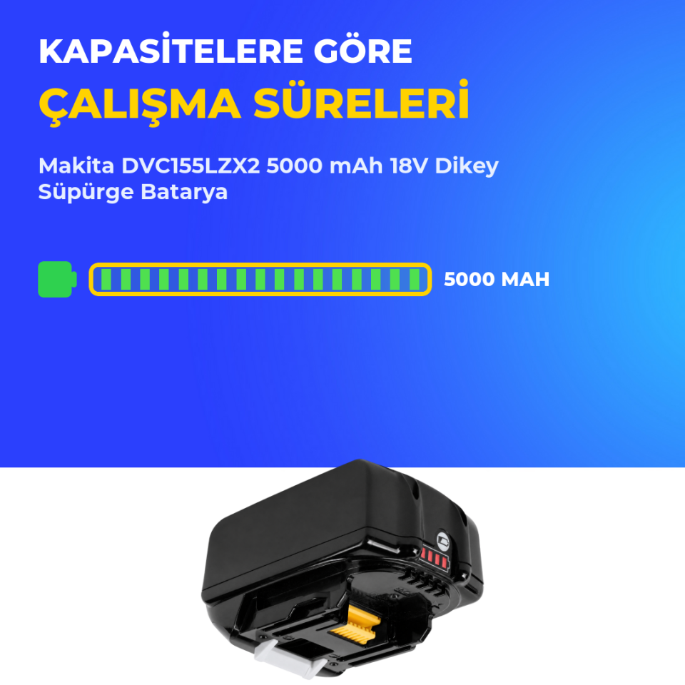 Makita DVC155LZX2 5000 mAh 18V Dikey Süpürge Batarya